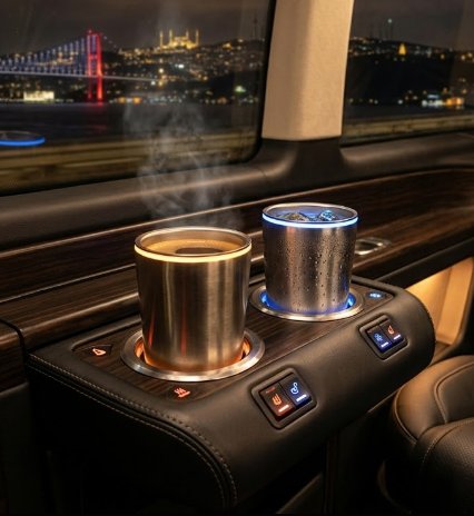 Beheizbare und kühlbare Getränkehalter bei Istanbul Cozy Shuttle VIP-Vans