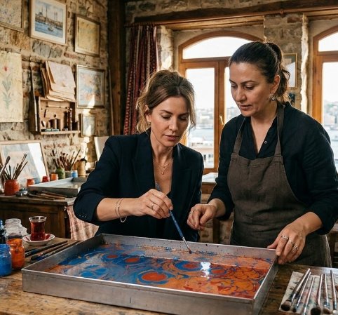VIP-Kunsttour zu Istanbuls traditionellen Ebru-Ateliers (Marmorierkunst)